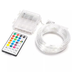 Lampki sznurkowe LED 5 m 50 diod RGB z bateriami i pilotem