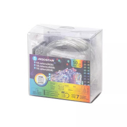 Lampki sznurkowe LED 5 m 50 diod RGB z bateriami i pilotem