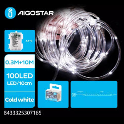 Liniowe lampki LED 10 m 100 diod Φ5 mm barwa zimna na baterie