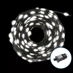 Liniowe lampki choinkowe 100 LED 10 m zimna barwa, ciemnozielony przewód