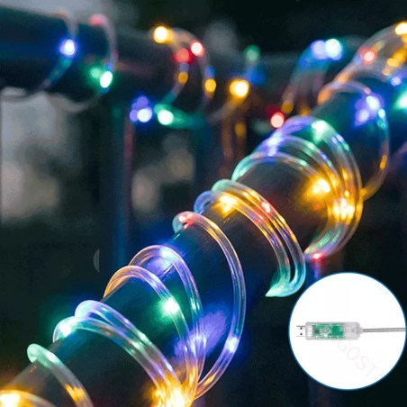 Wąż świetlny LED RGBIC 5 m przezroczysty USB z pilotem i aplikacją