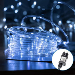 Liniowe lampki LED 5 m 50 diod barwa zimna, zasilacz 8 trybów, IP44