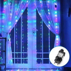 Lampki kurtynowe 1x1m 100 LED kolorowych 4 barw IP44 z zasilaczem