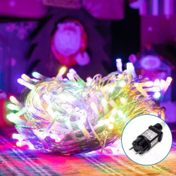 Płaskie lampki sznurkowe 20m 200 LED RGBY z zasilaczem IP44