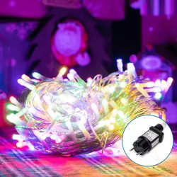 Lampki sznurkowe 150 LED 15m RGBY z zasilaczem transparentne IP44