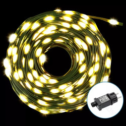 Lampki sznurkowe LED 200 szt. ciepłe światło 20 m kabel zielony