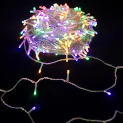 Płaskie lampki sznurkowe 200 LED RGB 3,6W 10m przewód przezroczysty IP44