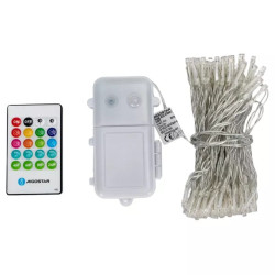 Lampki LED 100 szt. RGBY 10m z pilotem na 3 baterie AA, IP44