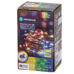 Liniowe lampki solarne 100 LED RGBY 12 m z panelem polikrystalicznym IP65
