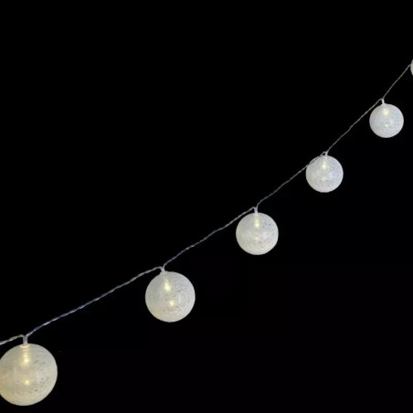 Girlanda LED 10 kul bawełnianych 2 m ciepłe światło na baterie