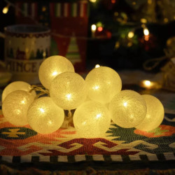 Girlanda LED 10 kul bawełnianych 2 m ciepłe światło na baterie