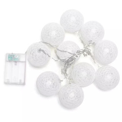 Girlanda LED 10 kul bawełnianych 2 m ciepłe światło na baterie