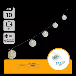 Girlanda LED 10 kul bawełnianych 2 m ciepłe światło na baterie