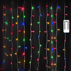 Kurtyna LED RGBY 300 diod 3x3 m z pilotem i USB, srebrna