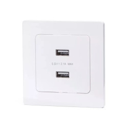 Podwójne gniazdo USB typ niemiecki 5 V 2,1 A białe podtynkowe