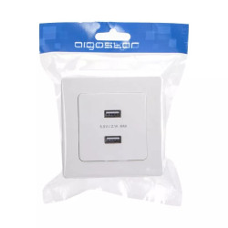 Podwójne gniazdo USB typ niemiecki 5 V 2,1 A białe podtynkowe