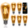 Żarówka LED retro ST64 6W E27 bursztynowa ciepłe światło 2200K