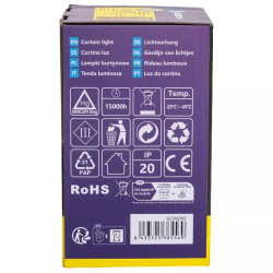 Kurtyna LED 300 ciepłych diod 3x3m z pilotem i USB srebrna