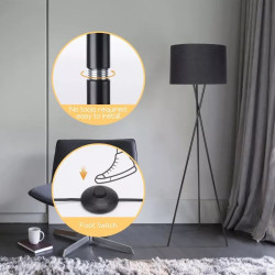 Lampa podłogowa metalowa 145 cm czarna z gwintem E27 do wnętrz