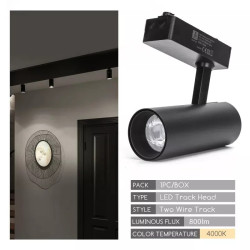 Reflektor LED 10W 4000K 800lm czarny dwuprzewodowy do wnętrz
