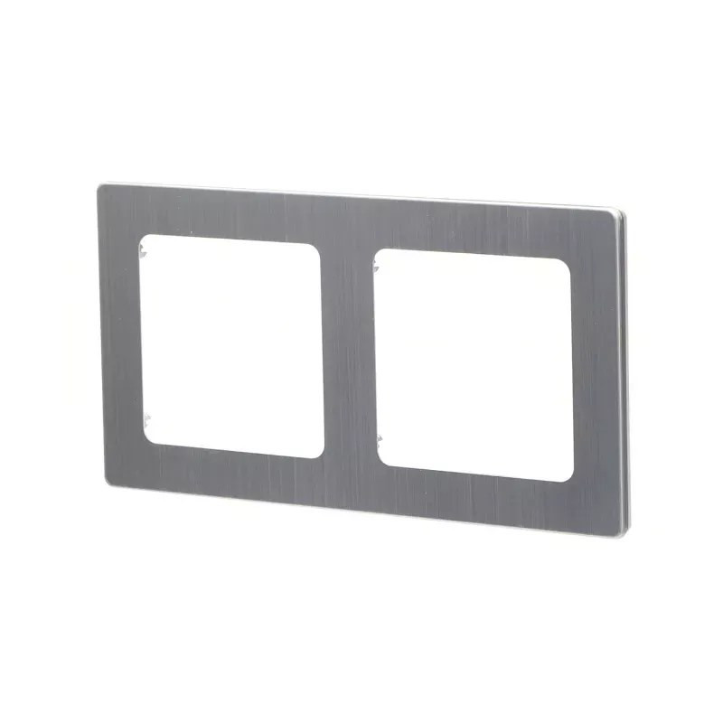 Panel aluminiowy srebrny do podwójnego włącznika 82x153x8 mm