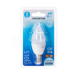 Żarówka LED świeczka C37 6W E14 zimna 6500K 510lm biała