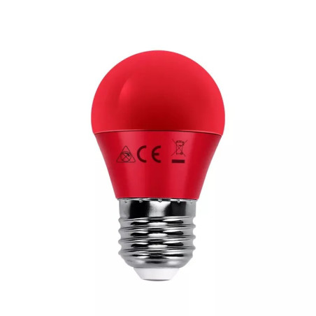 Żarówka LED E27 4W czerwona G45 do dekoracji i nastrojowego oświetlenia