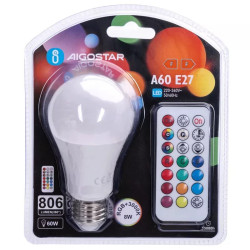 Żarówka LED A60 E27 8W RGB + ciepła barwa 3000K, 1 sztuka