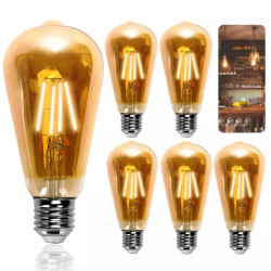Żarówka LED filamentowa ST64 E27 4W 2200K bursztynowa szklana