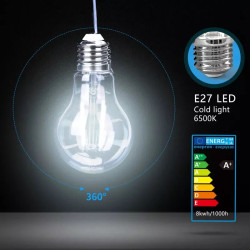 Żarówka LED filamentowa E27 8W 6500K 1000lm szklana przezroczysta