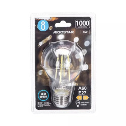 Żarówka LED filamentowa E27 8W 6500K 1000lm szklana przezroczysta