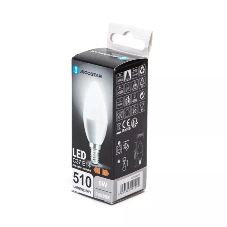 Żarówka LED C37 E14 6W 6500K 510lm zimne światło w oprawach wewnętrznych