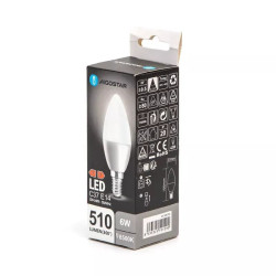 Żarówka LED C37 E14 6W 6500K 510lm zimne światło w oprawach wewnętrznych