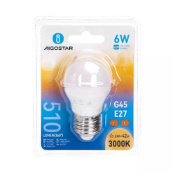 Żarówka LED E27 6W 3000K 510lm G45 do wnętrz biała plastikowa