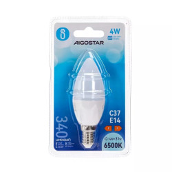 Żarówka świeczka LED E14 4W 6500K 340lm biała plastikowa