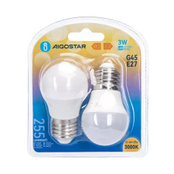 Żarówki LED E27 3W 3000K 2 szt. ciepłe światło, plastikowe białe
