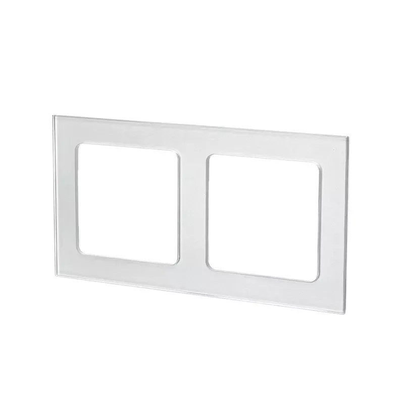 Panel szklany podwójny ramka do włącznika i gniazda srebrna 82x153x8 mm