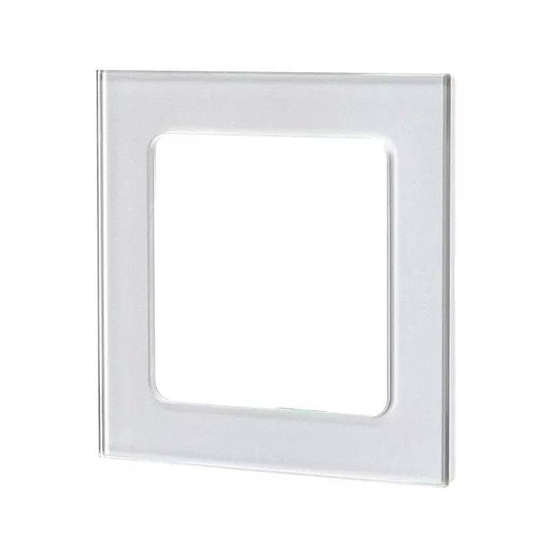 Panel szklany srebrny do pojedynczego włącznika lub gniazda 82x82 mm