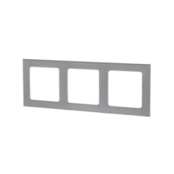 Panel szklany potrójny do włączników i gniazd srebrny 82x224 mm