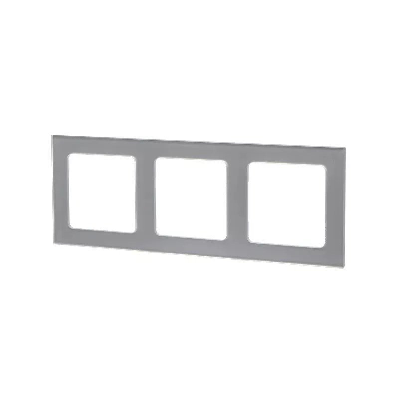 Panel szklany potrójny do włączników i gniazd srebrny 82x224 mm