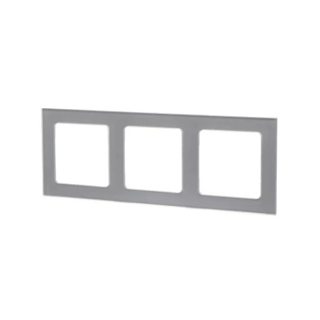 Panel szklany potrójny do włączników i gniazd srebrny 82x224 mm