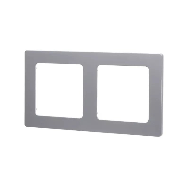 Ramka podwójna do włączników panelowa srebrna PC 82x153x8 mm