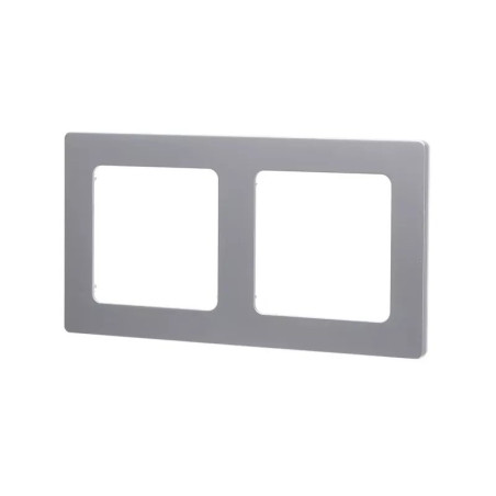 Ramka podwójna do włączników panelowa srebrna PC 82x153x8 mm