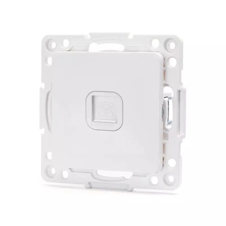 Podtynkowe białe gniazdo telefoniczne 1-way typ niemiecki 74x74x38,8 mm