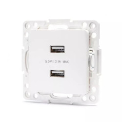 Gniazdo podtynkowe podwójne USB 5 V 2,1 A białe PC 74x74x38 mm