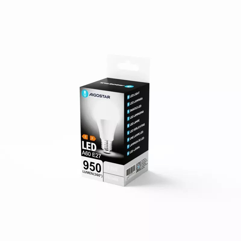 Żarówka LED E27 10W 6500K 950lm A60 zimna barwa światła