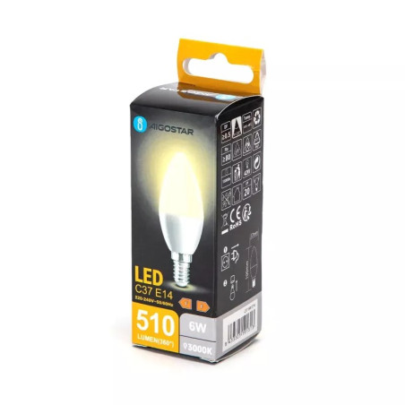 Żarówka LED świeczka C37 E14 6W 3000K 510lm biała plastikowa