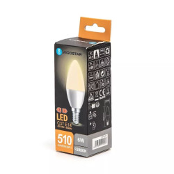 Żarówka LED świeczka C37 E14 6W 3000K 510lm biała plastikowa