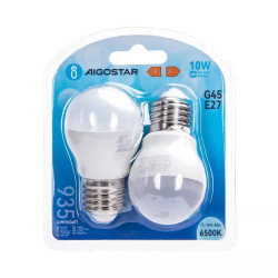 Żarówki LED G45 E27 10W 6500K 2 sztuki zimne światło do biura