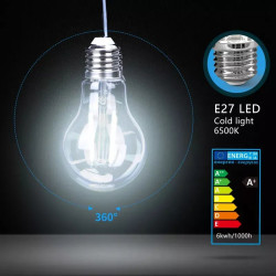 Żarówka LED E27 A60 6W 6500K 780lm przezroczysta szkło zimna barwa